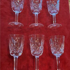 Set of 6 Waterford Lismore small white wine glasses
